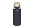 Enkelwandige RVS drinkfles van 550 ml met stijlvolle bamboe dop kleur zwart