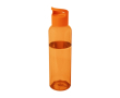Transparante gerecyclede plastic fles met handvat op de deksel 650ml kleur oranje