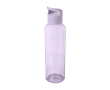 Transparante gerecyclede plastic fles met handvat op de deksel 650ml kleur lila
