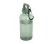 Transparante gerecyclede plastic fles met karabijnhaak 400ml kleur gemarmerd groen