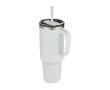 Koffiebeker met vacuümgeïsoleerde koperen dubbele wand en rietje 1,2L kleur wit