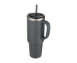 Koffiebeker met vacuümgeïsoleerde koperen dubbele wand en rietje 1,2L kleur grijs