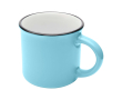 Vintage keramische mok met zwarte rand 240ml kleur pastel blauw