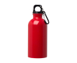 Gerecyclede RVS fles met karabijnhaak 400ml kleur rood