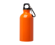 Gerecyclede RVS fles met karabijnhaak 400ml kleur oranje