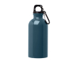 Gerecyclede RVS fles met karabijnhaak 400ml kleur cyaan blauw