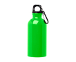 Gerecyclede RVS fles met karabijnhaak 400ml kleur neon groen