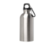 Gerecyclede RVS fles met karabijnhaak 400ml kleur zilver