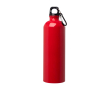 Gerecyclede RVS fles met karabijnhaak 750ml kleur rood