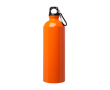 Gerecyclede RVS fles met karabijnhaak 750ml kleur oranje