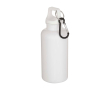 Fles van recycled plastic met karabijnhaak en draaidop 400ml kleur wit