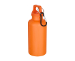 Fles van recycled plastic met karabijnhaak en draaidop 400ml kleur oranje