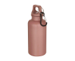 Fles van recycled plastic met karabijnhaak en draaidop 400ml kleur lichtroze