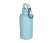Fles van recycled plastic met karabijnhaak en draaidop 400ml kleur lichtblauw
