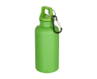 Fles van recycled plastic met karabijnhaak en draaidop 400ml kleur neon groen