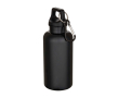 Fles van recycled plastic met karabijnhaak en draaidop 400ml kleur zwart