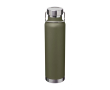 Dubbelwandige RVS drinkfles van gerecycled staal met schroefdop 650 ml kleur donkergroen