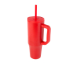 Thermobeker met siliconen rietje en lekvrije dop 900 ml kleur rood