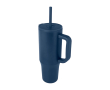 Thermobeker met siliconen rietje en lekvrije dop 900 ml kleur marineblauw