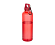 Stevige en lichte gerecyclede plastic fles met karabijnhaak 750 ml kleur rood