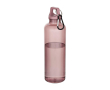 Stevige en lichte gerecyclede plastic fles met karabijnhaak 750 ml kleur lichtroze