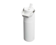 Drinkfles van gerecycled RVS met opklapbaar rietje 700 ml - Stanley kleur wit/blauw