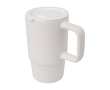 Keramische mok met kunststof deksel en groot handvat 450 ml kleur wit