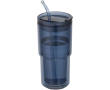 Dubbelwandige beker met draaideksel en ingebouwd rietje 480ml kleur marineblauw