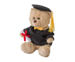 Knuffelbeertje met mantel, hoed en diploma voor afstuderen kleur meerkleurig