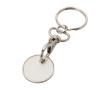 Metalen sleutelhanger met winkelwagenmuntje in diverse kleuren kleur wit