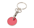 Metalen sleutelhanger met winkelwagenmuntje in diverse kleuren kleur rood