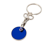 Metalen sleutelhanger met winkelwagenmuntje in diverse kleuren kleur blauw