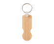 Bamboe sleutelhanger met winkelwagenmuntje in compact design kleur naturel