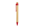 Balpen van bamboe en gerecycled plastic met clip, zwarte inkt kleur rood