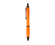 Balpen van gerecycled plastic met zwarte details en zwarte inkt kleur oranje