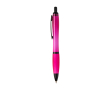 Balpen van gerecycled plastic met zwarte details en zwarte inkt kleur fuchsia