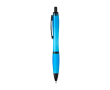 Balpen van gerecycled plastic met zwarte details en zwarte inkt kleur pastel blauw