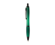 Balpen van gerecycled plastic met zwarte details en zwarte inkt kleur groen