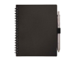 Notitieboek van gerecycled plastic met penhouder en blauwe inktpen kleur zwart