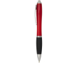 Klikpen van gerecycled kunststof met zachte grip en zwarte inkt kleur rood