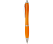 Klikpen van gerecycled kunststof met grip, zwarte inkt kleur oranje