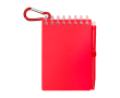 Mini-notitieboekje met spiraalrand en pen met zwarte inkt kleur rood
