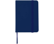 A7-notitieboek met harde kaft van kunstleer, elastische sluiting en gelinieerde pagina's kleur marineblauw