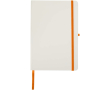 A5-notitieboek met harde kaft, elastische sluiting en zachte afwerking, gelinieerde pagina’s kleur oranje