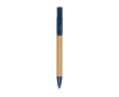 Bamboe balpen met ingebouwde telefoonhouder en blauwe inkt kleur marineblauw