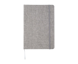 Hardcover notitieboek van gerecycled katoen A5, gelinieerde pagina's kleur grijs