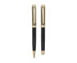 Set pen en roller met gouden afwerking en blauwe inkt kleur goud