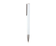 Balpen van gerecycled aluminium met zilveren clip, blauwe inkt kleur wit