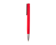 Balpen van gerecycled aluminium met zilveren clip, blauwe inkt kleur rood