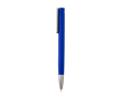Balpen van gerecycled aluminium met zilveren clip, blauwe inkt kleur blauw